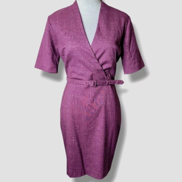 Ann Taylor Cross Weave Midi Dress Belted Polished Versatile Career Size 2 NWT - Picture 4 of 9